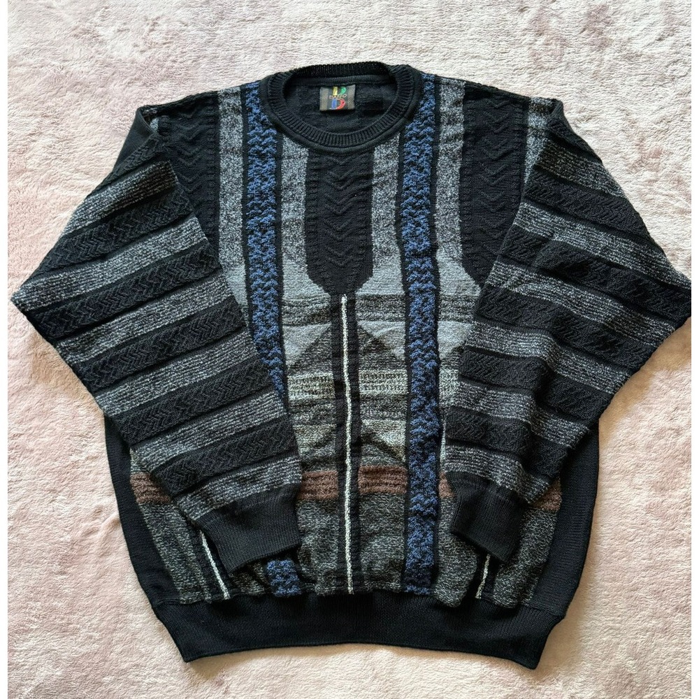 Baffo Mens Pullover Crewneck Knit Sweater Lana Wool Blend Size Large Vintage